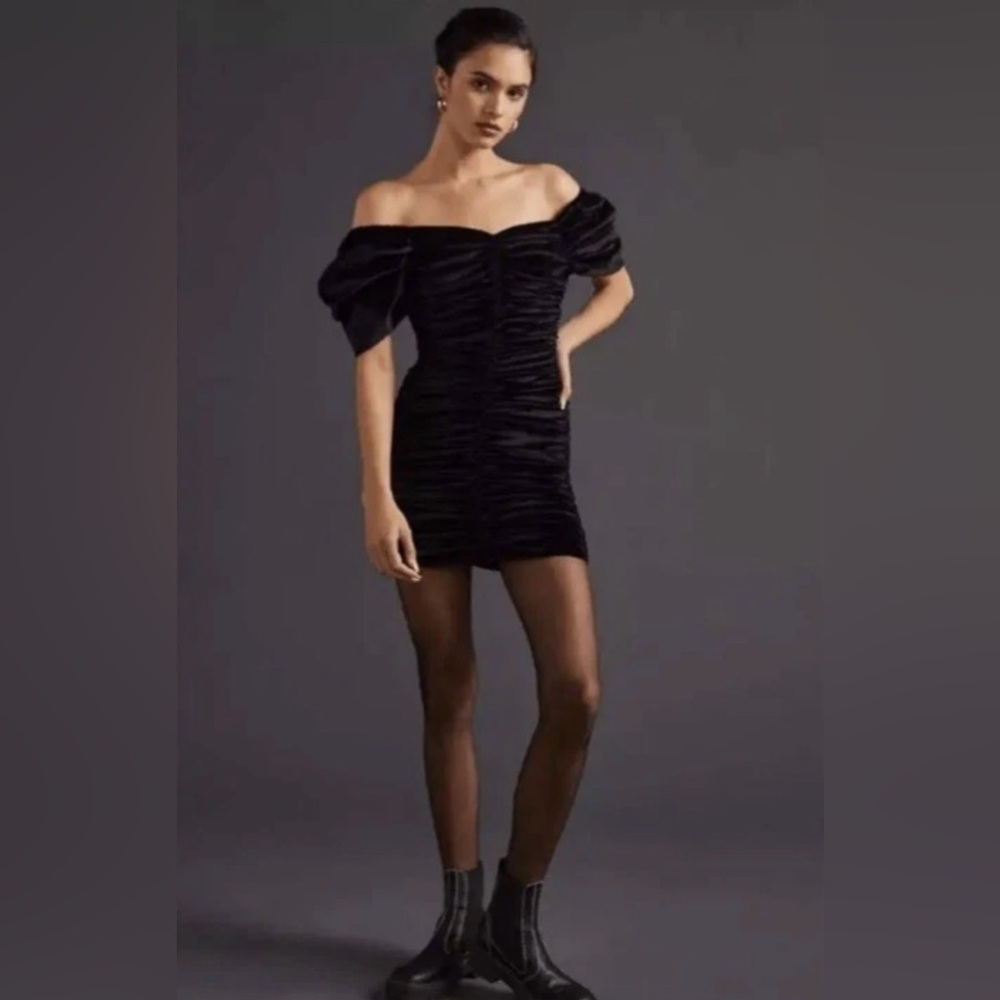 Hutch Velvet Black Mini Dress Ruched Sz 12